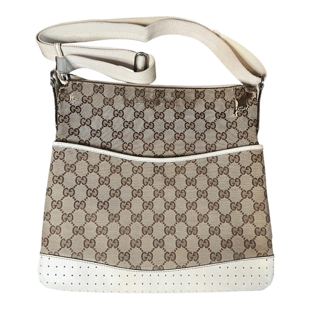 Vintage GUCCI GG Canvas Crossbody Bag.